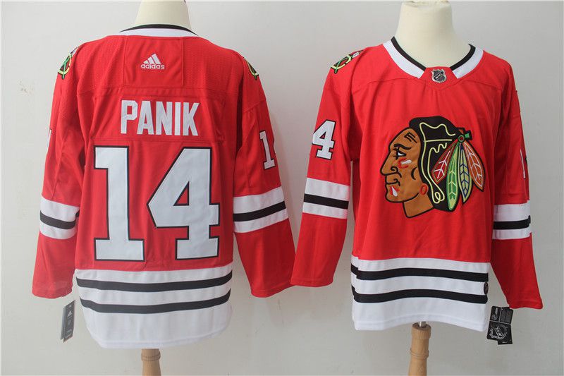 Men Chicago Blackhawks 14 Panik red Stitched Adidas NHL Jerseys